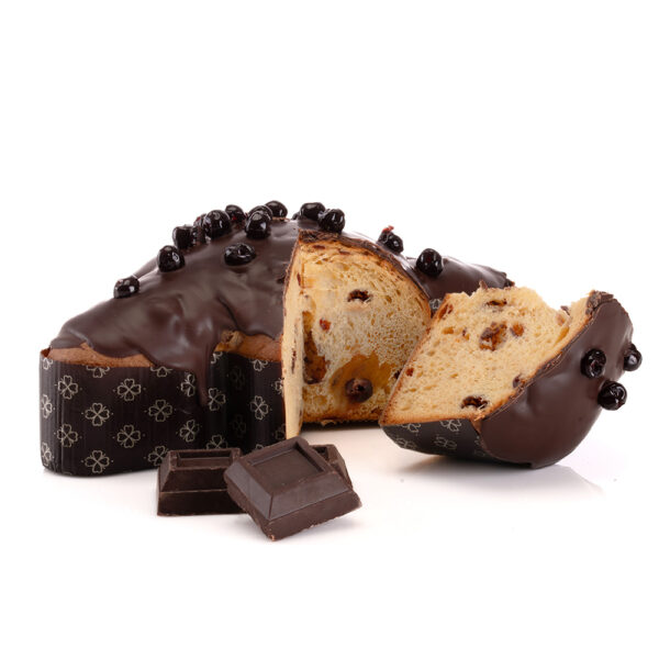 Colomba ricoperta di cioccolato fondente ed Amarene